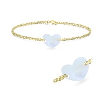 Gold Plated Heart Shell Silver Bracelet BRS-438-GP